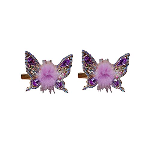2PCS Fliegende Schmetterling Haarnadel,Schmetterling Haarspangen zarte Frauen Haarspangen rutschfest Mode Haarspangen Haarschmuck,3D Schmetterling Haarspange,Funkeln Schmetterling Haarspangen (Purple) von Keeplus