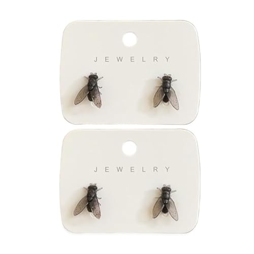 2Parr Realistic Fly Earrings,Simulation Mini Personalized Black Fly Earring,Realistische Fliegen Ohrringe,Simulation Mini Fliegen Ohrring,Erstellen Sie einzigartige simulierte Tier Ohrring (Schwarz) von Keeplus