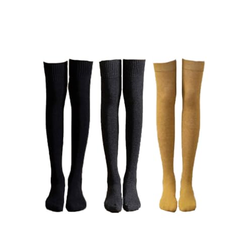 3 Pairs Dicke und warme Überkniestrümpfe, Knee Socks, Damen Overknee Strümpfe Lange Kniestrümpfe, Damen Kniestrümpfe Overknees Lange Strümpfe Warme Knitting High knee Socks (A) von Keeplus