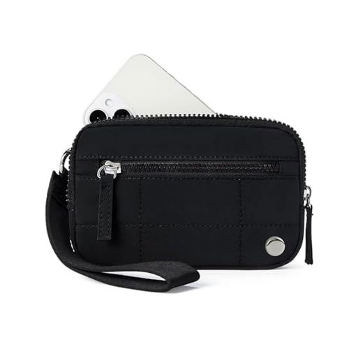 Keeplus Convely Essential Wristlet, Wristlet Wallets for Women with 3 Zipper Purse, Geldbörse Damen Kurzer Süß Geldbeutel Für Frauen - Weich Bequem Portemonnaie, Nylon Handtaschen für Damen (Schwarz) von Keeplus