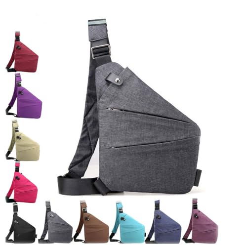 Personal Pocket Bag,Multi-Pocket Brusttasche Herren,Anti-Diebstahl umhängetaschen,Schultertasche Herren Klein,Umhängetasche,Brusttasche,Herrentasche Klein,Crossbody Tasche Herren (Left, Grau) von Keeplus