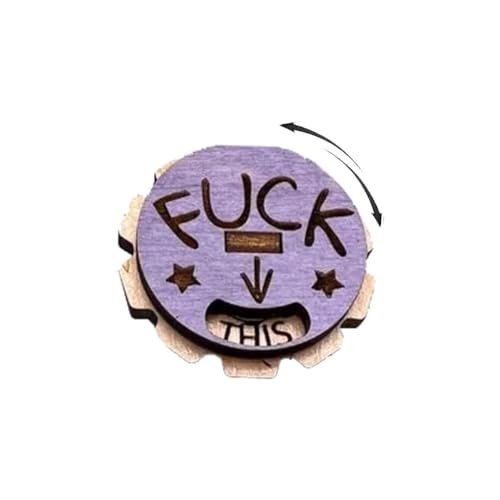 Spoof Spinner Pin, Löffel Spinner Pin,Funny Wooden Fuck Off,Me,You,This, That Brooch,Handmade Fuck Everything Dial Lapel Pin Interactive Mood Expressing Pins Emotional Pin für Kleidungsstücke (Lila) von Keeplus
