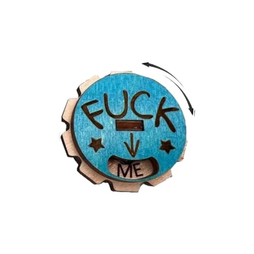 Spoof Spinner Pin, Löffel Spinner Pin,Funny Wooden Fuck Off,Me,You,This, That Brooch,Handmade Fuck Everything Dial Lapel Pin Interactive Mood Expressing Pins Emotional Pin für Kleidungsstücke (Blau) von Keeplus