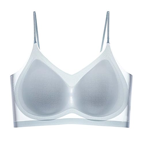 Ultradünner Sommer-Komfort-BH aus Eisseide in Übergröße, Damen Nahtlos BH ohne Bügel Weicher Damen BH Gepolstert, Große Brüste, Damen Seamless Soft-BH Täglicher BH Bequem und weich (M, Blau) von Keeplus