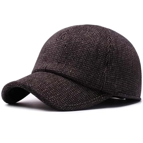 Winter-Baseballmütze mit Ohrenschützern, Winter Baseball Cap mit Ohrenklappen, Unisex Warme Wolle Kappe Full Cap Ohrenschutz Wollcap Outdoor Visor Sport Mütze Ski Baseballkappe (Cotton, Braun) von Keeplus