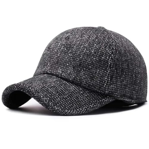 Winter-Baseballmütze mit Ohrenschützern, Winter Baseball Cap mit Ohrenklappen, Unisex Warme Wolle Kappe Full Cap Ohrenschutz Wollcap Outdoor Visor Sport Mütze Ski Baseballkappe (Cotton, Grau) von Keeplus