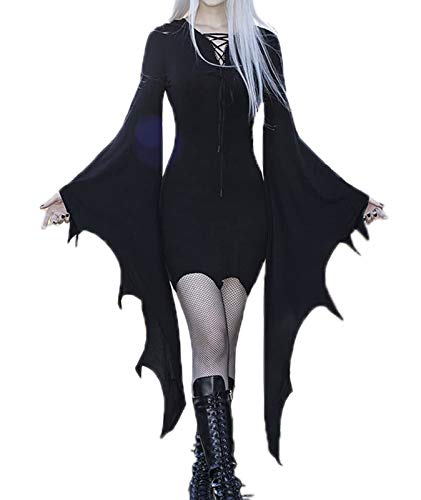 Frauen Phantasie Fledermaus Halloween Kostüm Kleid Fledermaus Langarm Bodycon Kleid von Keepmore