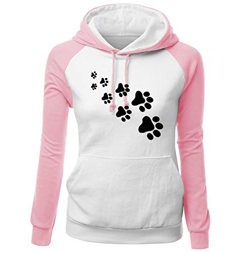 Frauen süße Katze Pfote Grafik Print Hoodies Farbblock Sweatshirt Langarm Pullover Shirts von Keepmore