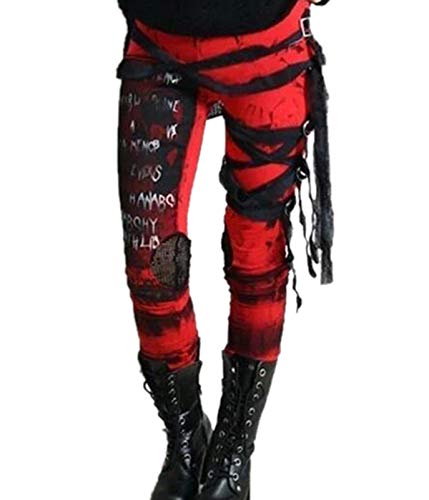 keepmore Punk Frauen Gothic Leggings Hosen gebrochen eng anliegende Mesh Cargo Leggings Hosen von keepmore