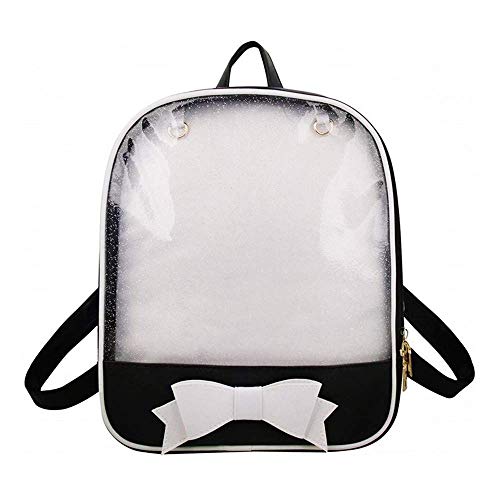 Ita Bag Rucksack Mädchen Süß Candy Leder Tasche Geldbörse Schultasche Sommer Strandtasche Geldbörse mit Bowknot Transparente Fenster für DIY Dekore Schwarz/Weiß von KEEPOP