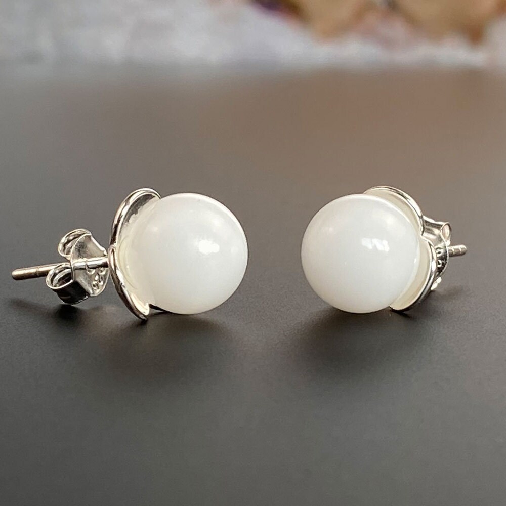 Muttermilch Ohrringe Sterling Silber Perle Ohrstecker | Schmuck Verzierte "Pearls" Mit Blüten 9 Mm Perlen . Erinnerungsstückmom von KeepsakeMom