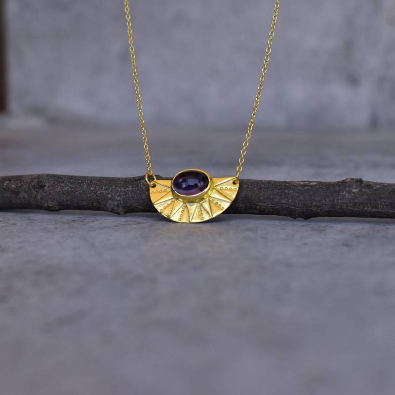 Amethyst Anhänger Halskette Kette Für Sie Heilende Kristall Kette Edelstein Frauen Einzigartige Design Halskette von KeetaLuxury