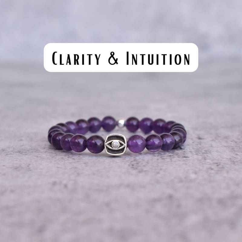 Amethyst Lotus Armband Lila Quarz Perlen Armband Für Frauen Dehnbares Den Bösen Blick Heilstein Geschenk Mutter von KeetaLuxury