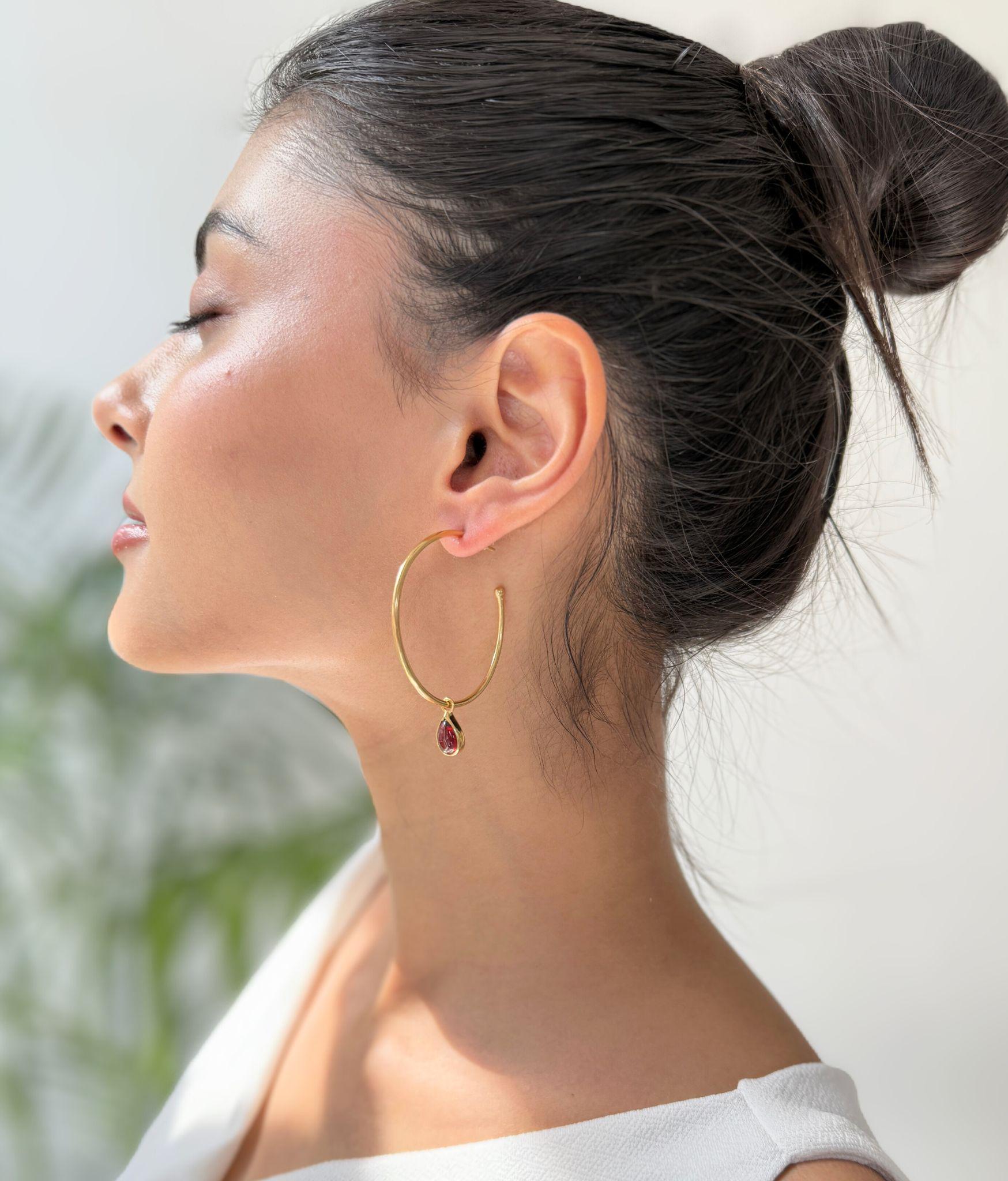 Echte Granat Ohrringe, 14 Karat Gold Handgefertigte Ohrringe Für Frauen, Tropfen Heilung Edelstein Einzigartige Geschenkidee von KeetaLuxury