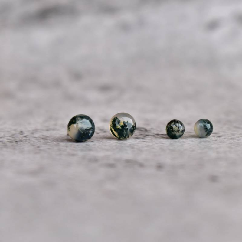 Echte Grüne Moos Achat Ohrstecker, Runde Ohrstecker Für Frauen, Sterling Silber Geschenk Sie, Mama von KeetaLuxury