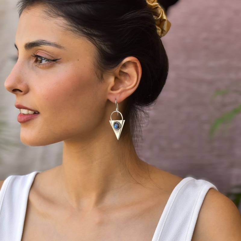 Echte Labradorit Ohrringe Silber Oxidierter Handgemachter Schmuck Schwarze Regenbogen Heilstein Baumeln Für Frauen Geschenk Sie von KeetaLuxury