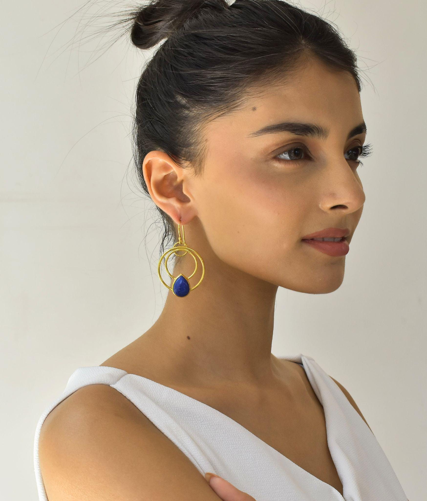 Echte Lapis Lazuli Ohrringe, Oxidierte Handgemachte Silberohrringe Für Frauen, Edelsteinohrringe Aus 14 Karat Gold, Einzigartiges Boho-Geschenk Für von KeetaLuxury