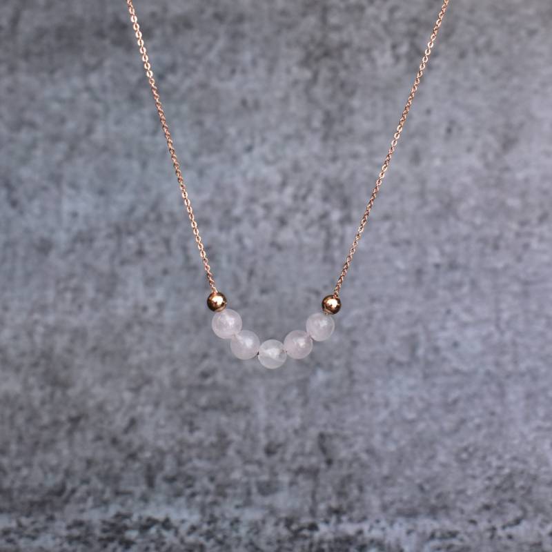 Echte Rosenquarz Halskette Halskette Für Frauen Zierlicher Rosa Perlenbesetzter Edelsteinschmuck Brautjungfer Geschenk-Idee Sie von KeetaLuxury