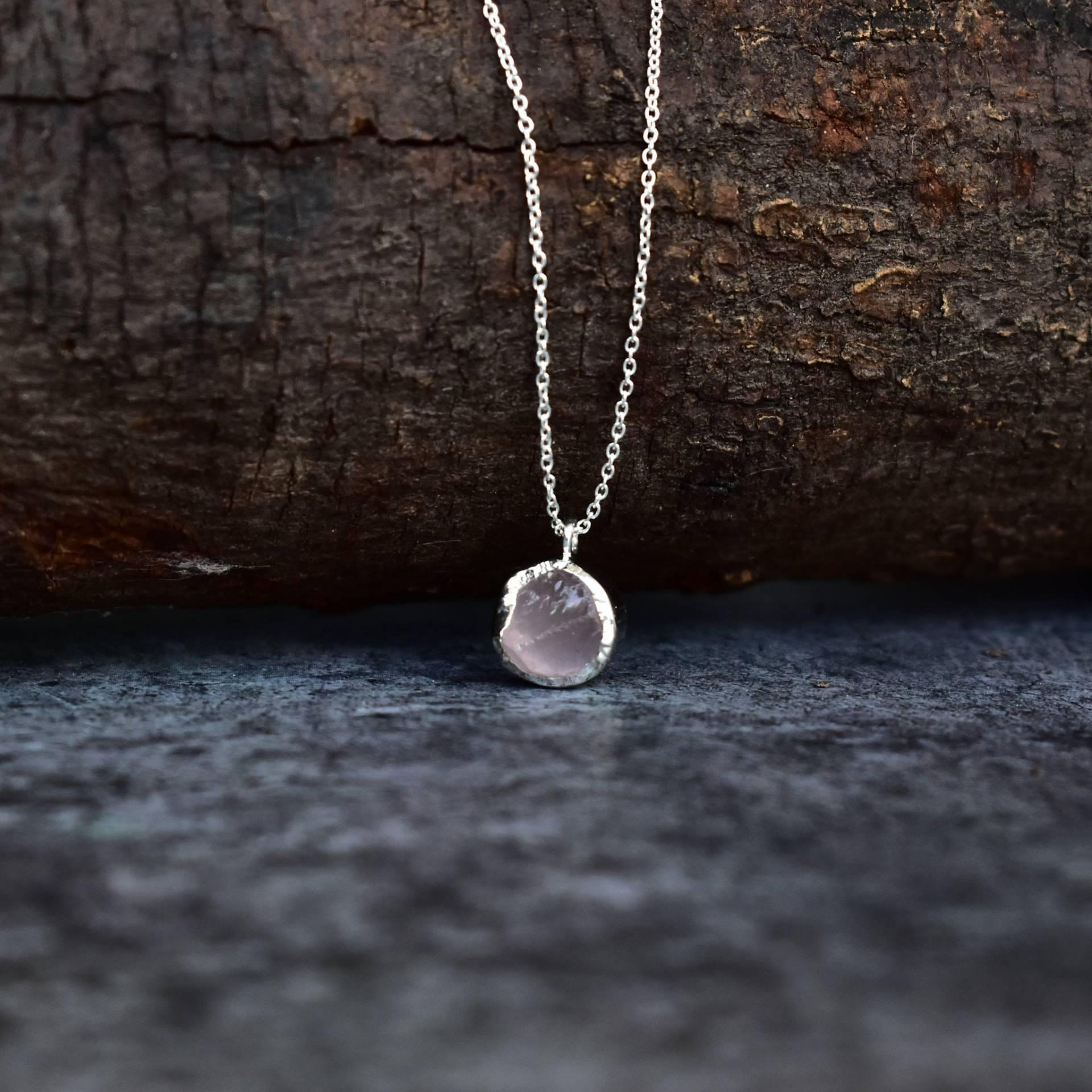 Echte Rosenquarz Kette Rohe Edelstein Heilstein Sterling Silber Handgemachte Kette Für Den Anfang von KeetaLuxury