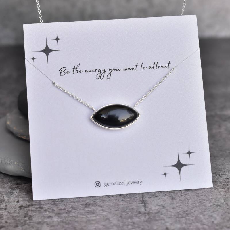 Echte Schwarze Onyx Halskette Handgefertigte Sterling Silber Schwarze Edelstein Halskette Für Frauen Brautjungfer Schmuck von KeetaLuxury