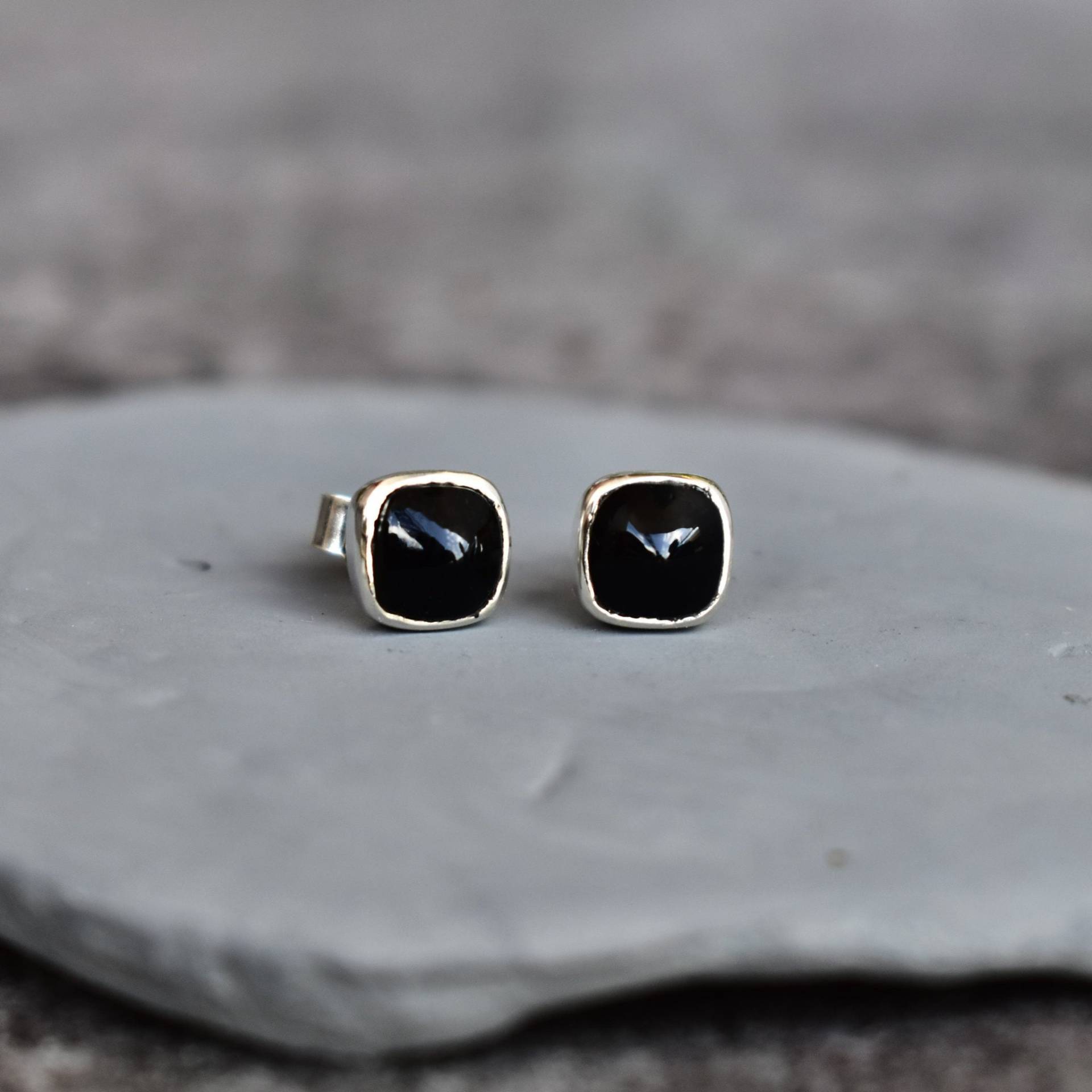 Echte Schwarze Onyx Ohrstecker Diamant Ohrringe Sterling Silber Handgefertigte Alltagsschmuck Geschenk Für Sie Mutter von KeetaLuxury