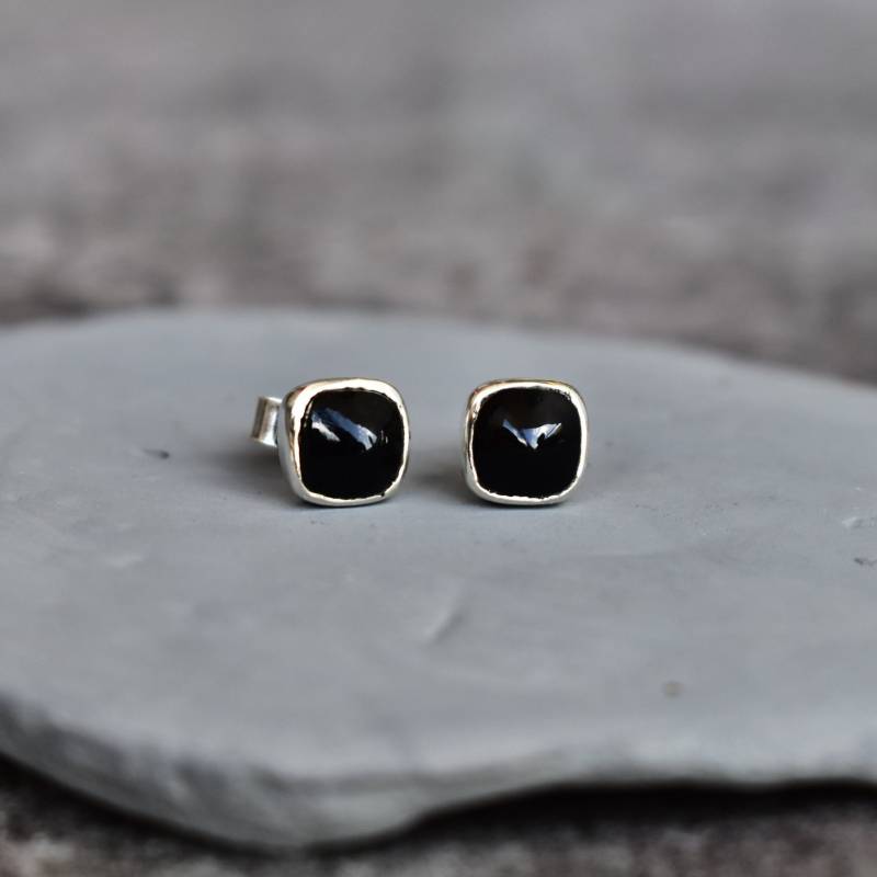 Echte Schwarze Onyx Ohrstecker Diamant Ohrringe Sterling Silber Handgefertigte Alltagsschmuck Geschenk Für Sie Mutter von KeetaLuxury