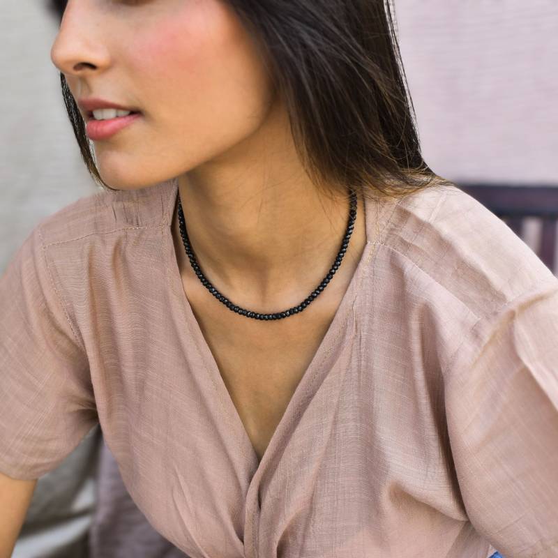 Echte Schwarze Onyx Perlen Halskette Facettierte Perle Schichtung Für Frauen Handgemachte Mit Schwarzem Edelstein Geschenk Sie von KeetaLuxury