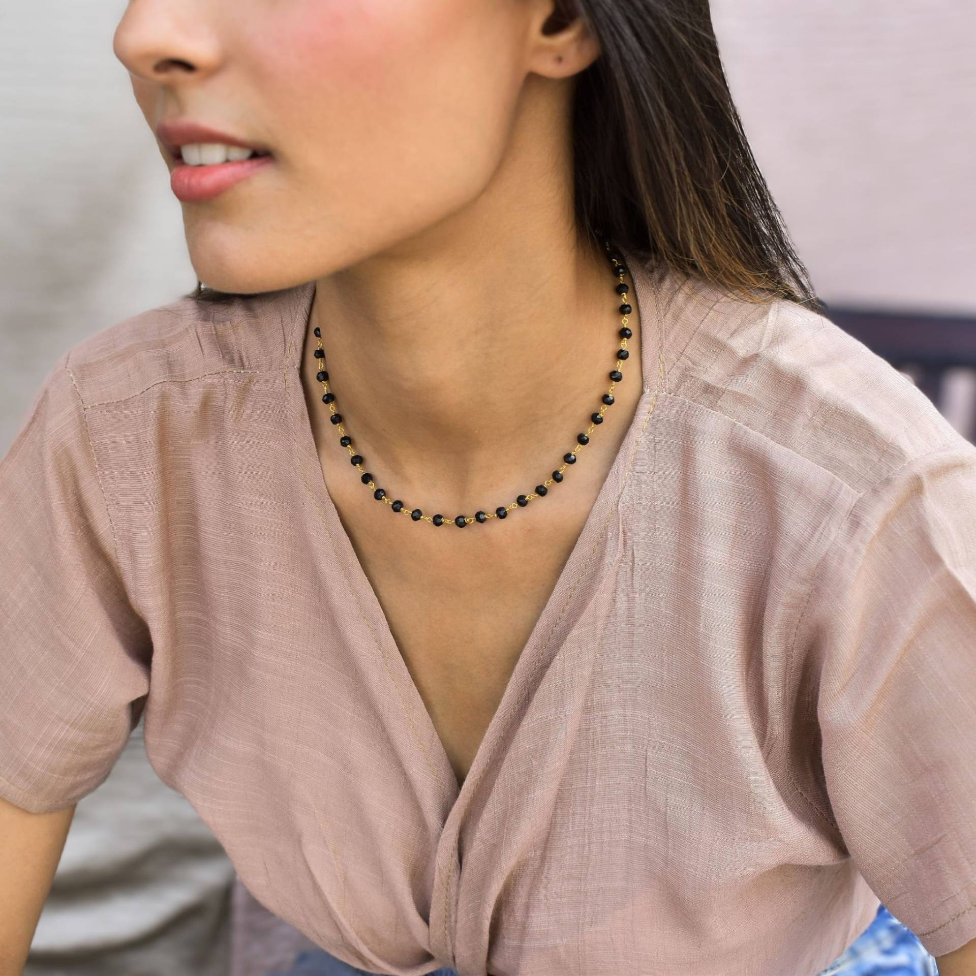 Echte Schwarze Onyx Perlen Halskette Handgemachte Rosenkranz Heilender Kristall Schmuck Geschenke Für Frauen Einzigartige von KeetaLuxury