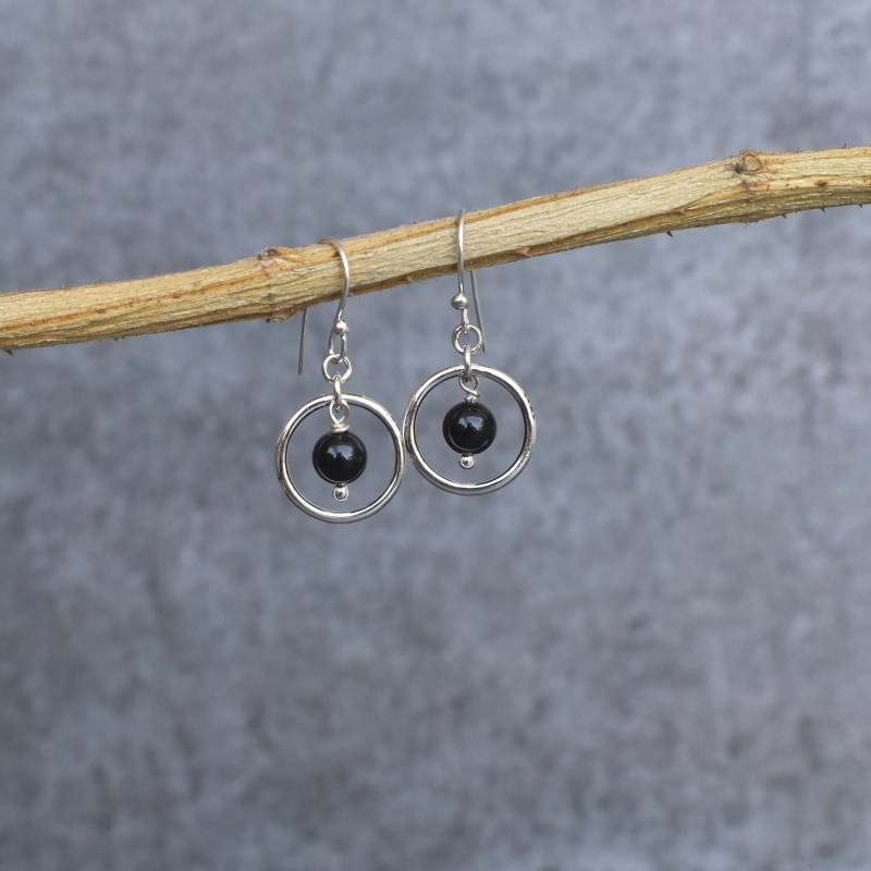 Echte Schwarze Turmalin Ohrringe Sterling Silber Handgemachte Stein Schmuck Schwarze Edelstein Ohrringe Für Sie von KeetaLuxury