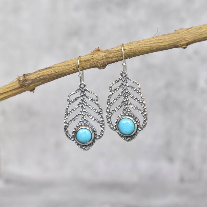 Echter Blauer Türkis Oxidierte Ohrringe Baumeln Sterling Silber Ohrringe Für Frauen Brautjungfer Schmuck Einzigartiges Geschenk von KeetaLuxury