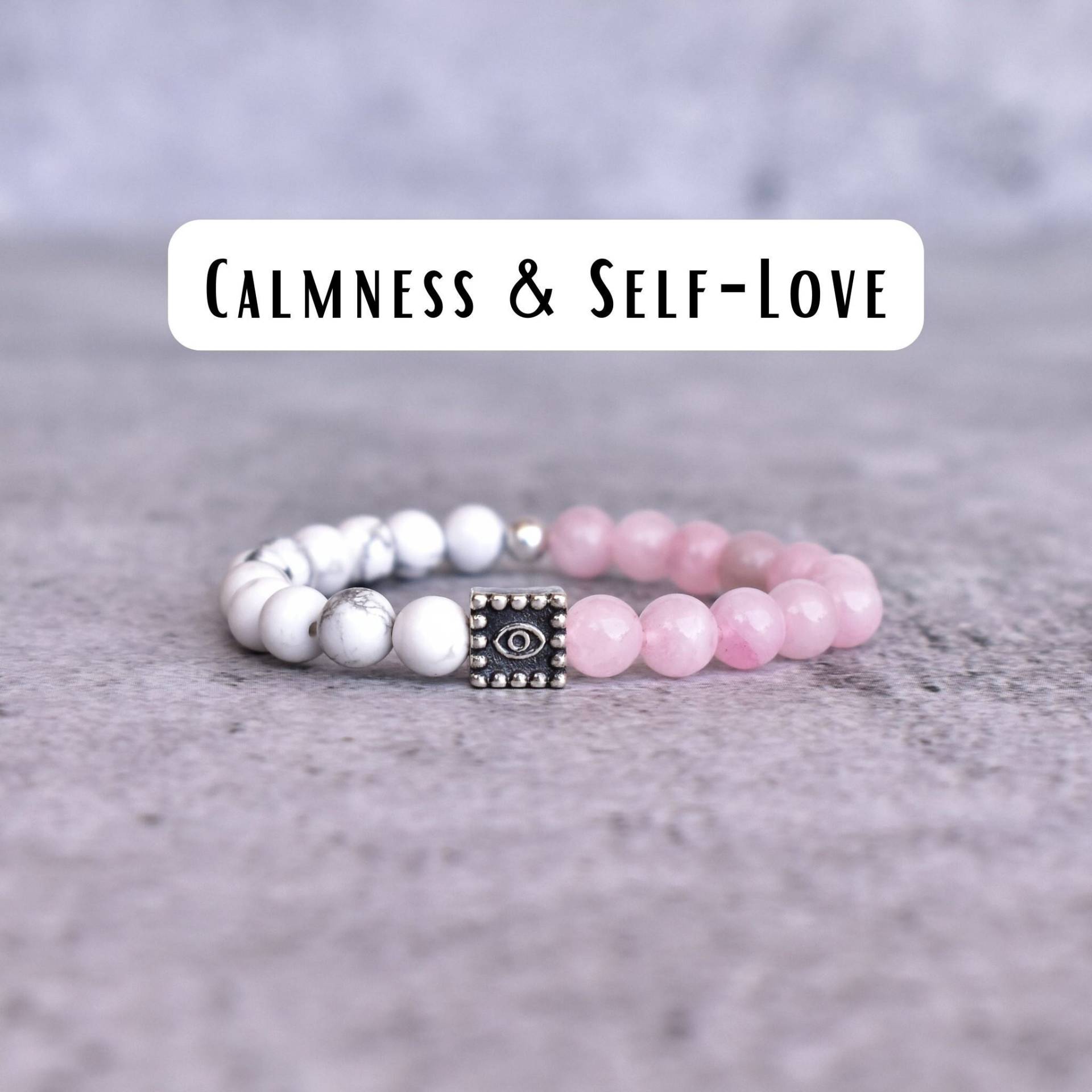 Echtes Rosenquarz Und Howlith Perlen Armband Armband Aus Natürlichen Edelsteinen Für Frauen Einzigartige Mode Handgemachtes Böser Blick von KeetaLuxury