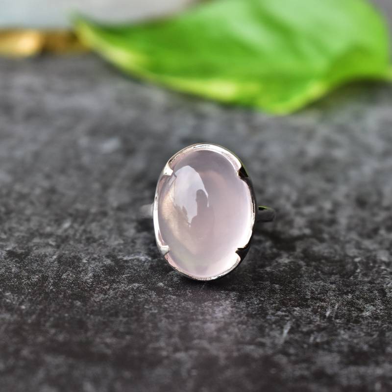 Großer Rosenquarzring, Sterlingsilber Mit Goldring, Heilkristallring, Handgemachter Rosaquarzring, Boho Ring Brautjungfer Geschenk von KeetaLuxury