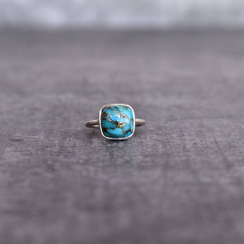 Kupfer Türkis Ring Sterling Silber Handgemachter Ring Für Sie Statement Frauen von KeetaLuxury