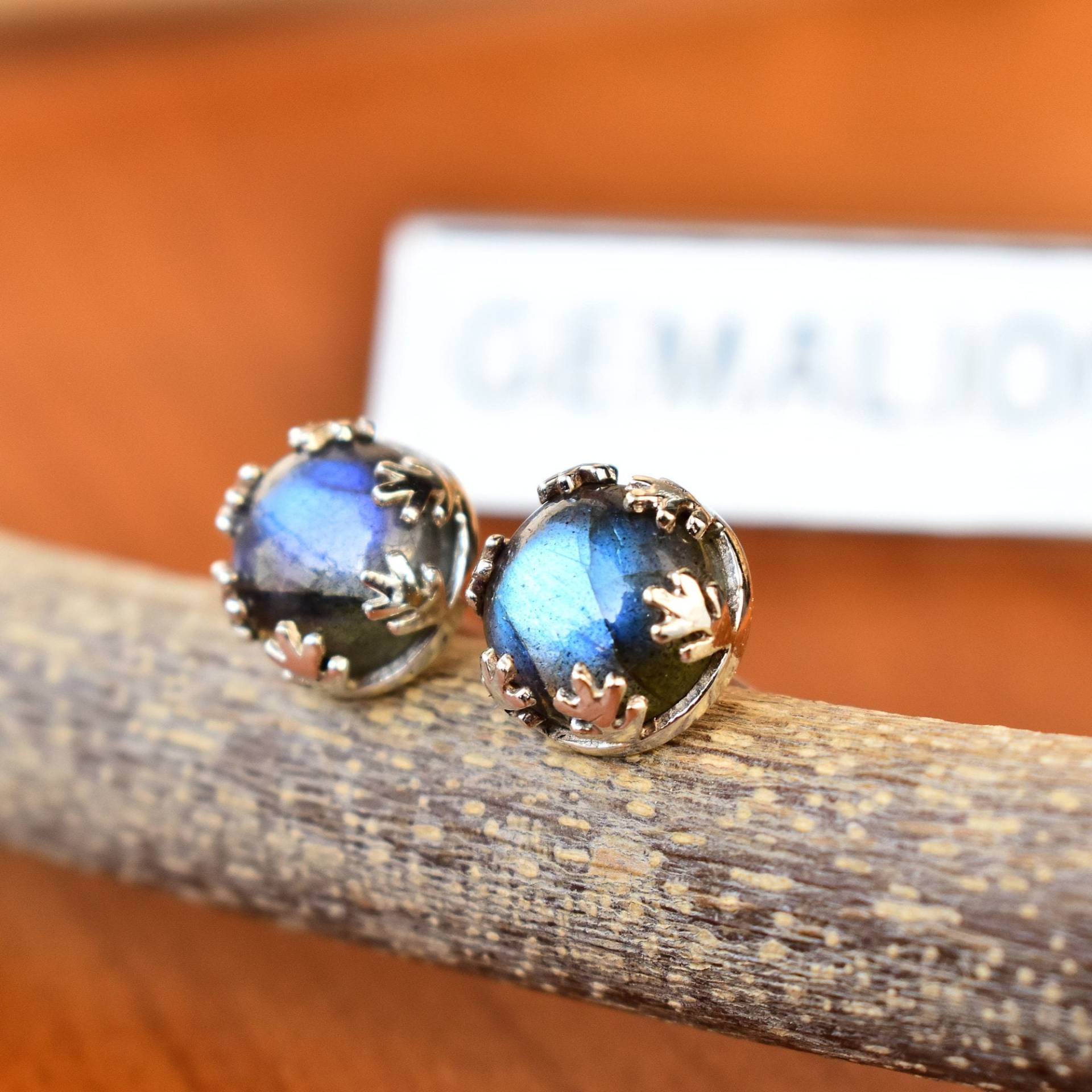 Labradorit Ohrstecker Echte Kristall Schmuck, Brautjungfer Geschenke, Blatt Mit Push-Verschluss, Geschenk, Bolzen von KeetaLuxury