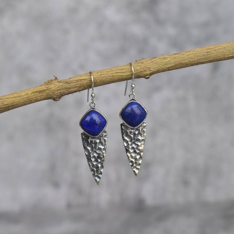 Lapis Lazuli Ohrringe Blaue Stein Ohrringe Für Frauen Edelstein Sie Einzigartige Lange Brautjungfer Schmuck Einzigartiges Geschenk von KeetaLuxury