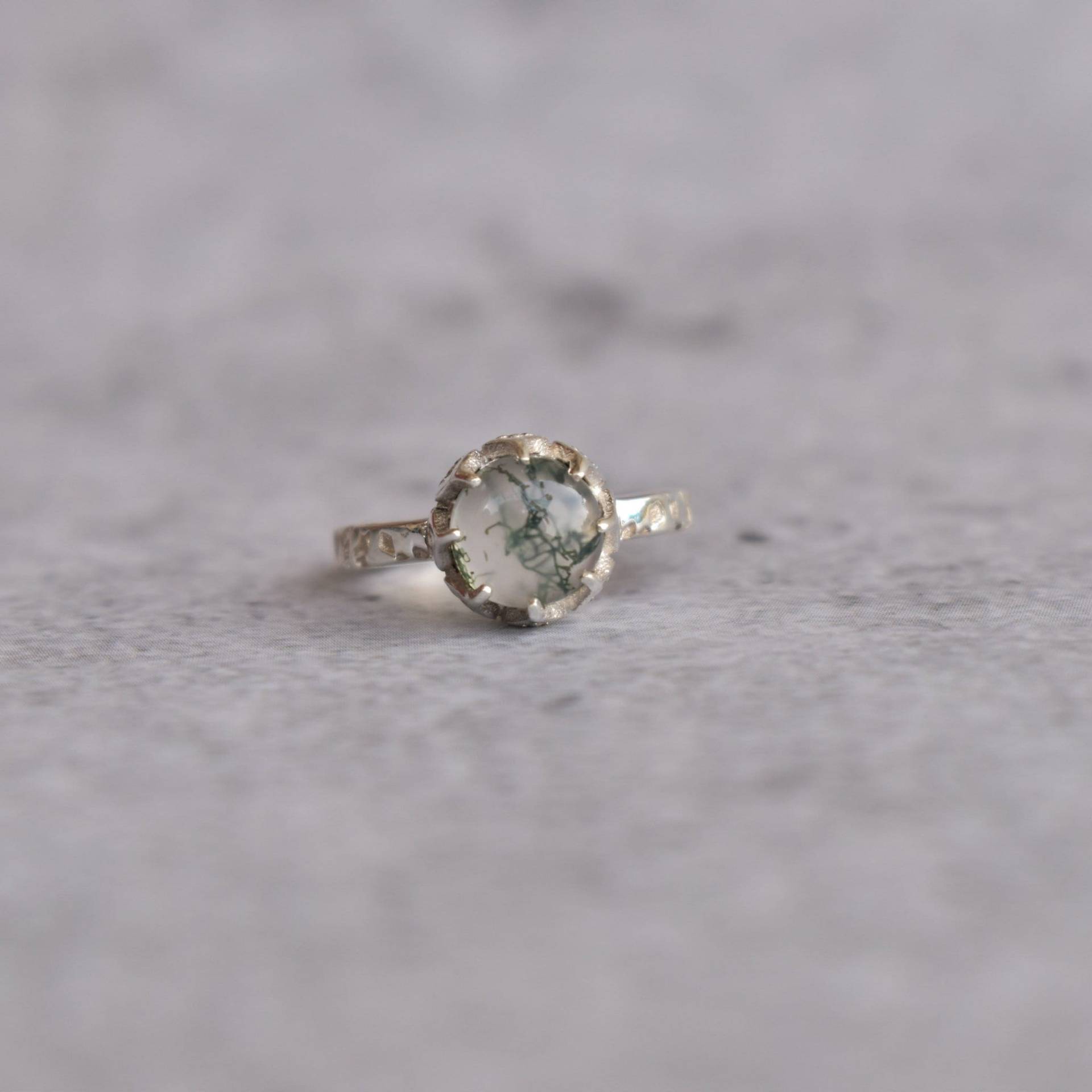 Moss Achat Zierlicher Ring, Natur Inspirierter Blattring, Edelsteinring, Sterling Silber Handgemachter Brautjungfer Geschenk, Geschenk Für Sie von KeetaLuxury