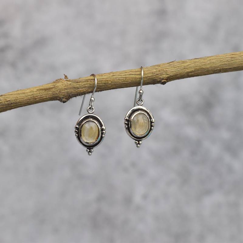 Natürliche Gelbe Citrin Ohrringe Oxidierte Für Frauen Edelsteine Baumeln Sie Kristall Handgemachte 925Er Silber Ohrring von KeetaLuxury