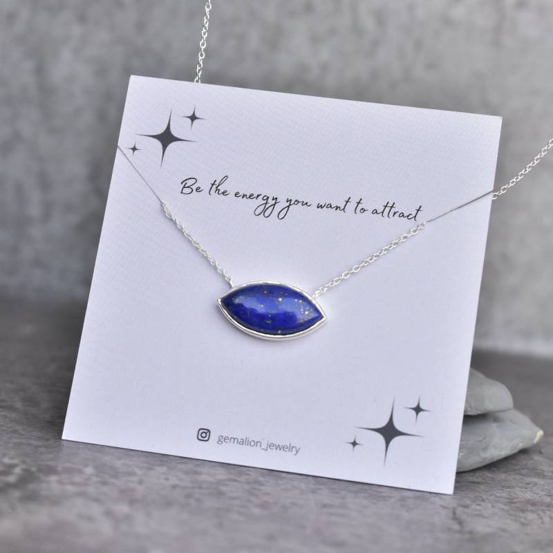 Natürliche Lapis Lazuli Halskette Blaue Halskette Für Frauen Handgemachte Sterling Silber Brautjungfer Geschenke von KeetaLuxury