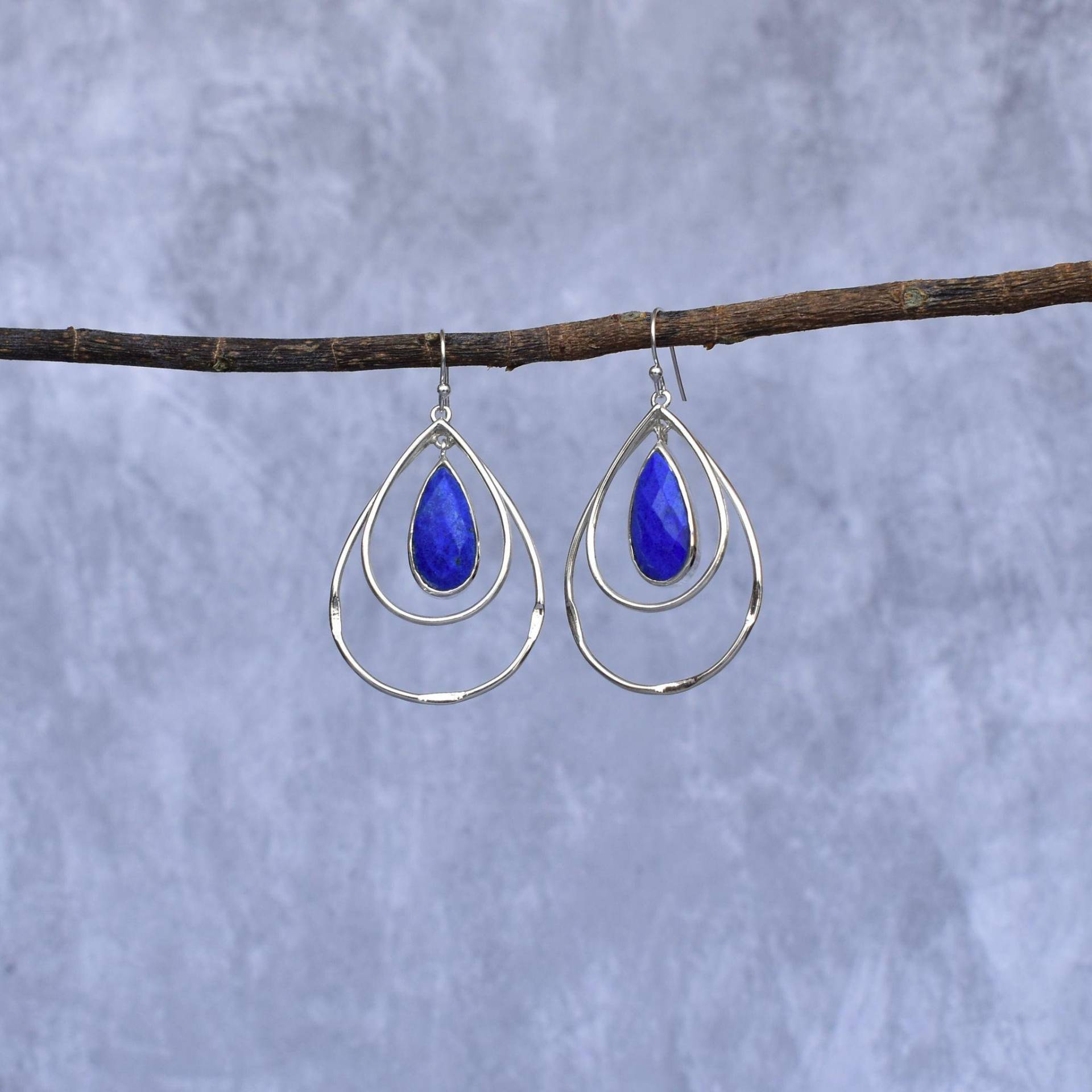 Natürliche Lapislazuli Baumeln Ohrringe, Lange Boho Sterling Silber Handgemachte Schmuck Für Frauen, Einzigartige Strand Tragen Oder Geschenkideen von KeetaLuxury