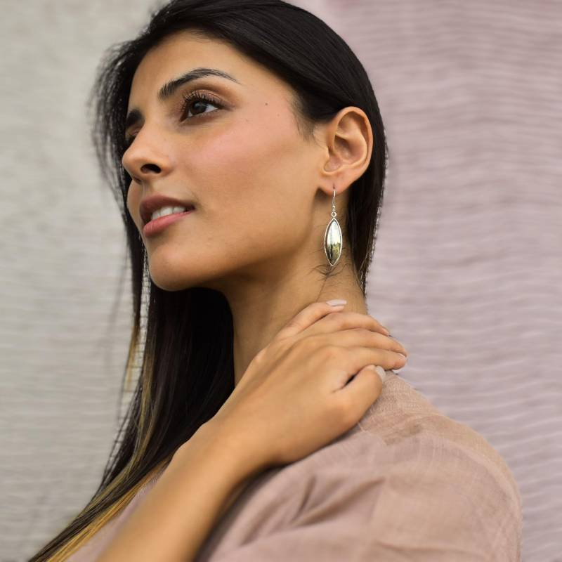 Natürliche Pyrit Ohrringe, Sterling Silber Lange Baumelnde Stilvolle Schmuck Für Frauen, Marquise Handgemachte Einzigartige Geschenkideen Sie von KeetaLuxury