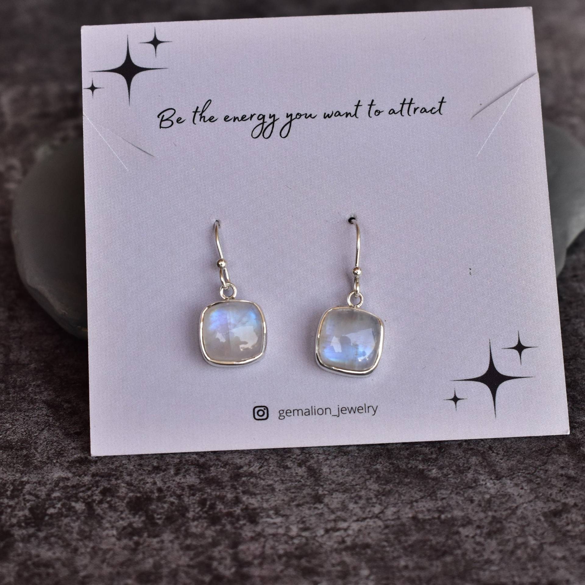 Natürliche Regenbogen Mondstein Ohrringe Handgemachte Heilende Kristall Sterling Silber Baumeln Brautjungfer Geschenke von KeetaLuxury