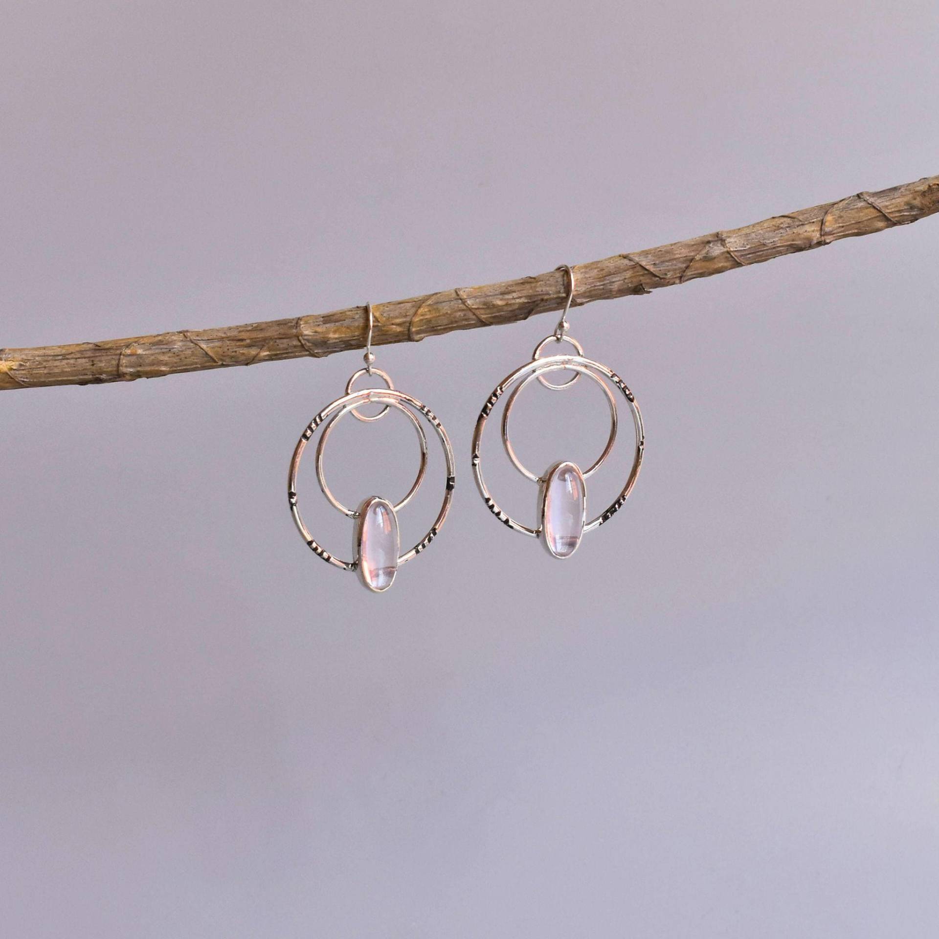 Natürliche Rosenquarz Ohrringe, Silber Oxidierte Handgemachte Ohrringe Für Frauen, Heilstein Schmuck, Statement Schmuck Geschenke Für Sie von KeetaLuxury