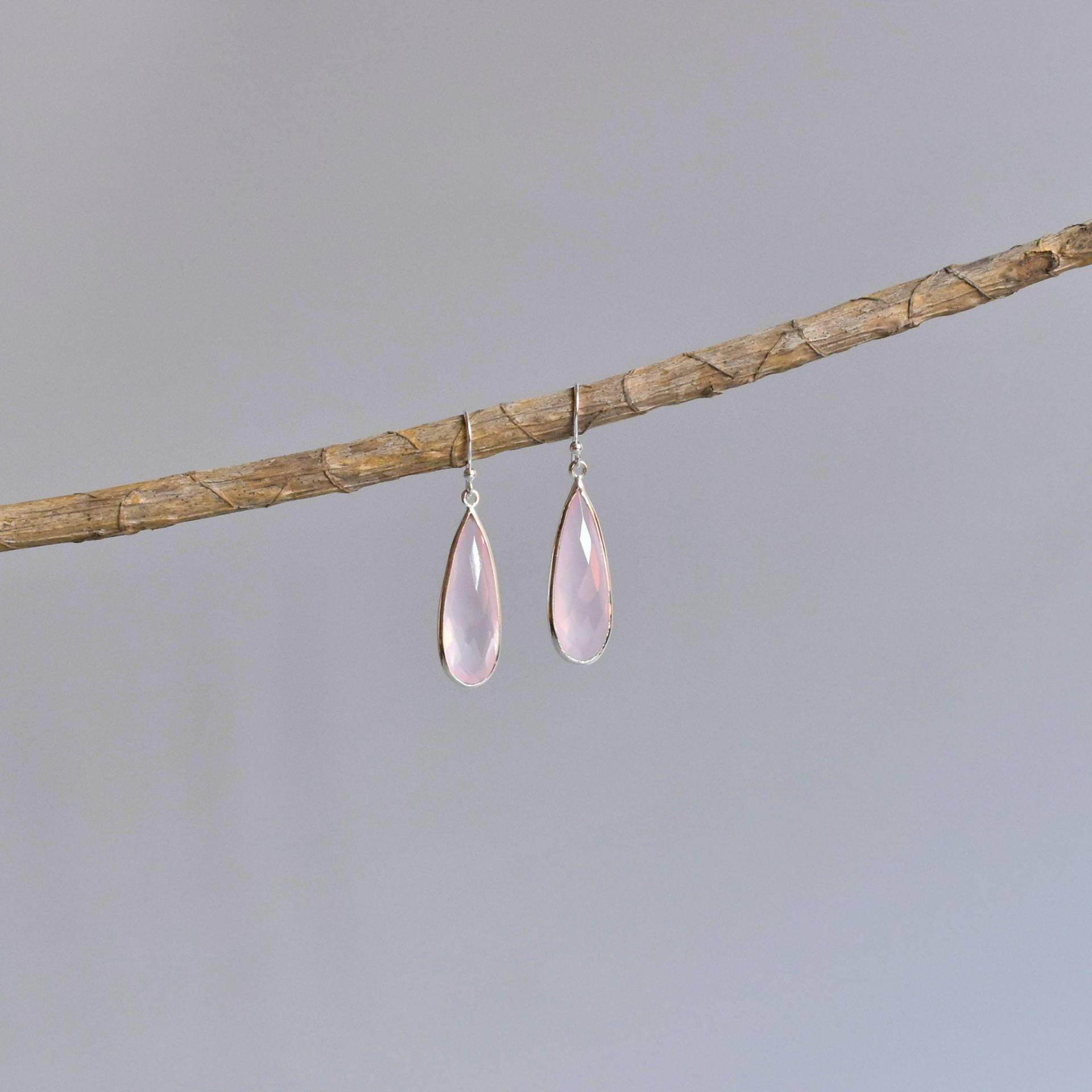 Natürliche Rosenquarz Stilvolle Baumeln Lassen, Sterling Silber Ohrringe, Tropfen Liebe Edelstein Boho Schmuck Für Frauen, Einzigartige Geschenkideen von KeetaLuxury