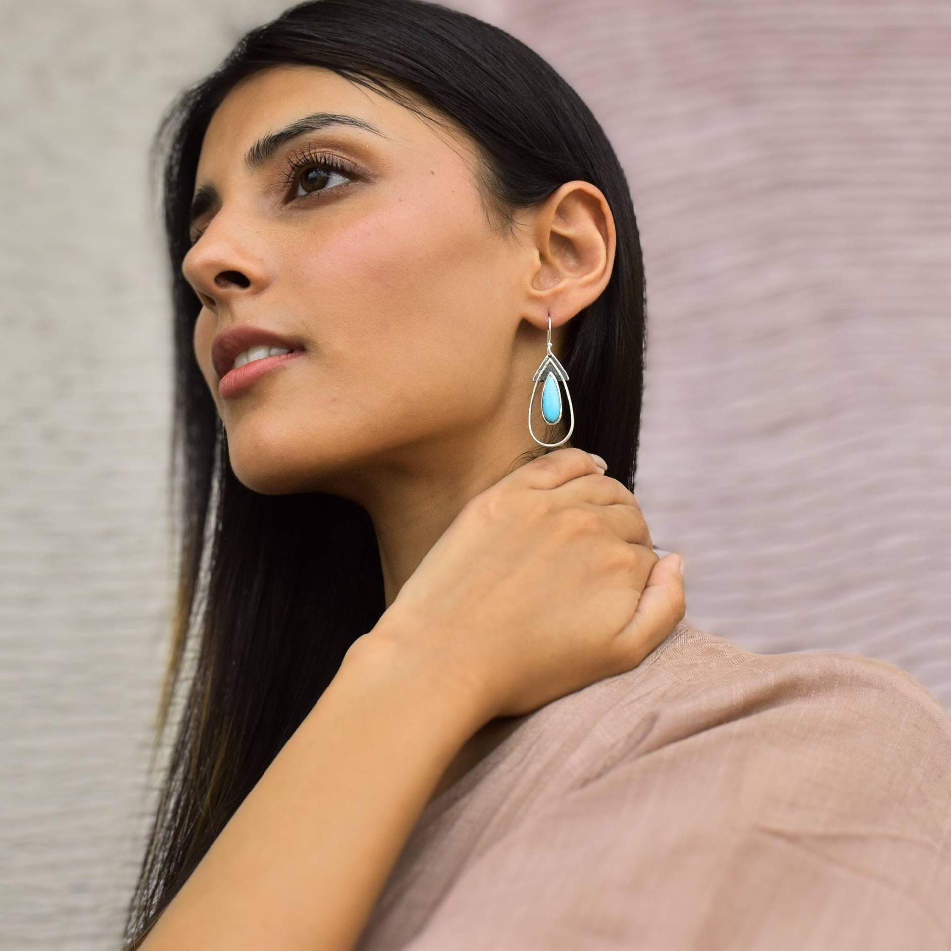 Natürliche Türkis Ohrringe, Lange Boho Oxidierte Sterling Silber Baumeln, Handgemachte Schmuck Für Frauen, Einzigartige Geschenkideen von KeetaLuxury