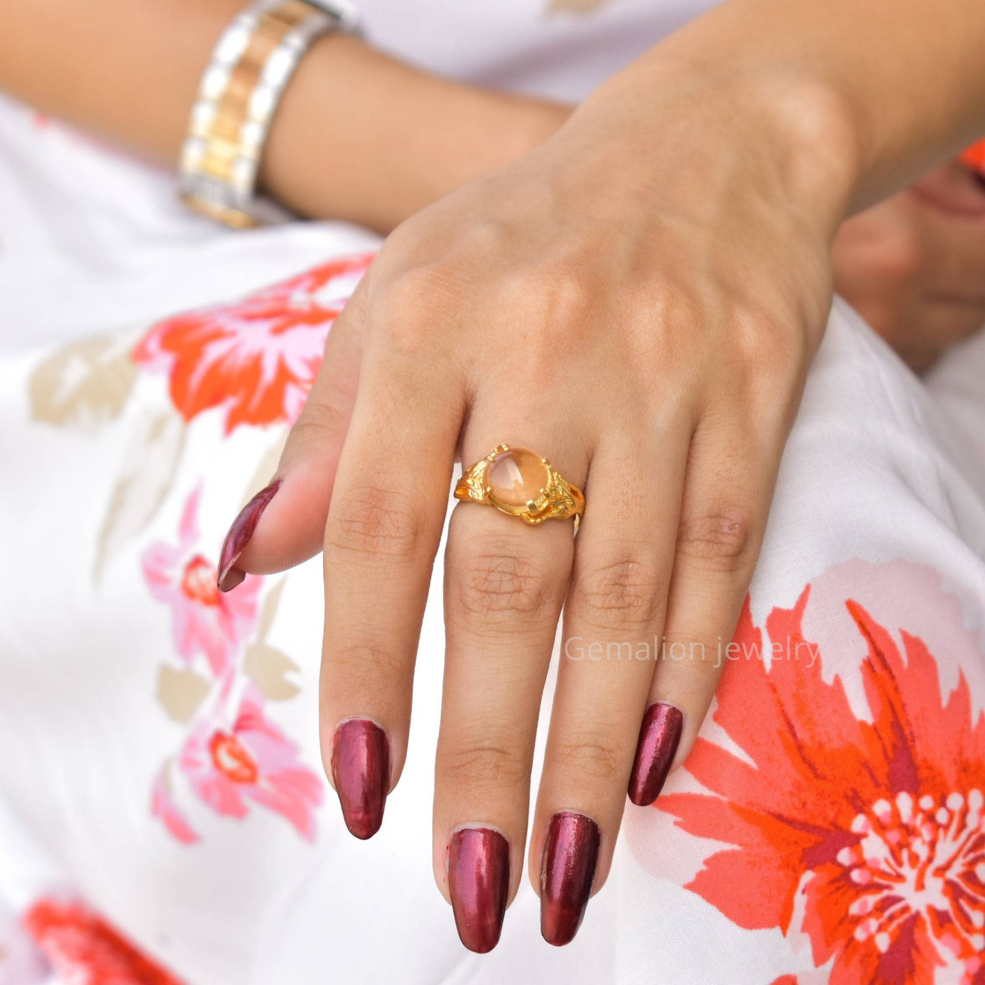 Natürlicher Citrin Zweig Ring, Gold Blatt Schmuck, November Birthstone, Einfache Verlobungsring von KeetaLuxury