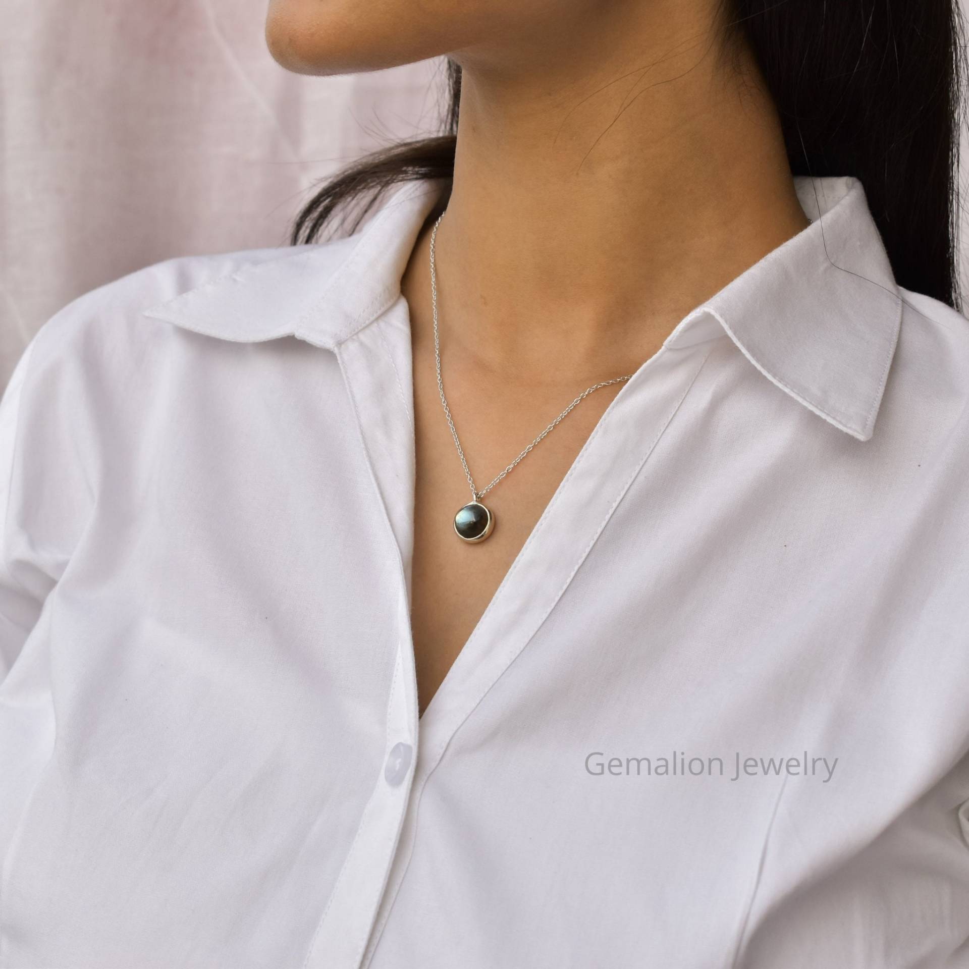 Natürlicher Labradorit Stein Anhänger Halskette, Heilende Kristall Yoga Energie Edelstein Boho Geburtstagsgeschenk Für Sie von KeetaLuxury