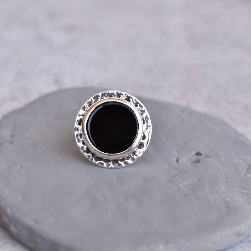 Natürlicher Schwarzer Onyx Ring Sterling Silber Handgemachter Edelstein Brautjungfer Geschenk Für Sie von KeetaLuxury