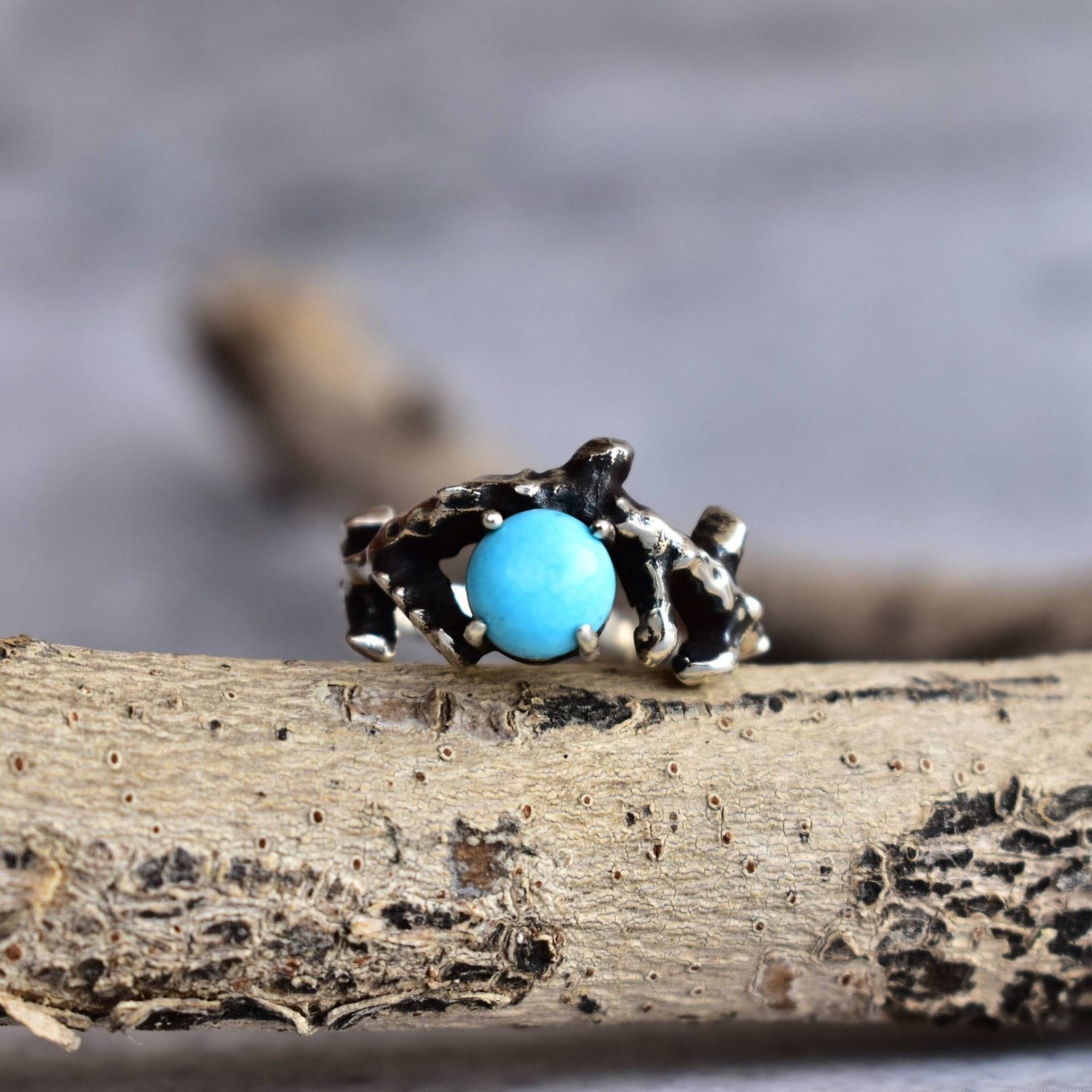 Natürlicher Türkis Ring Natur Inspirierter Sterling Silber Zweig Einzigartiges Brautjungfer Geschenk Für Sie von KeetaLuxury