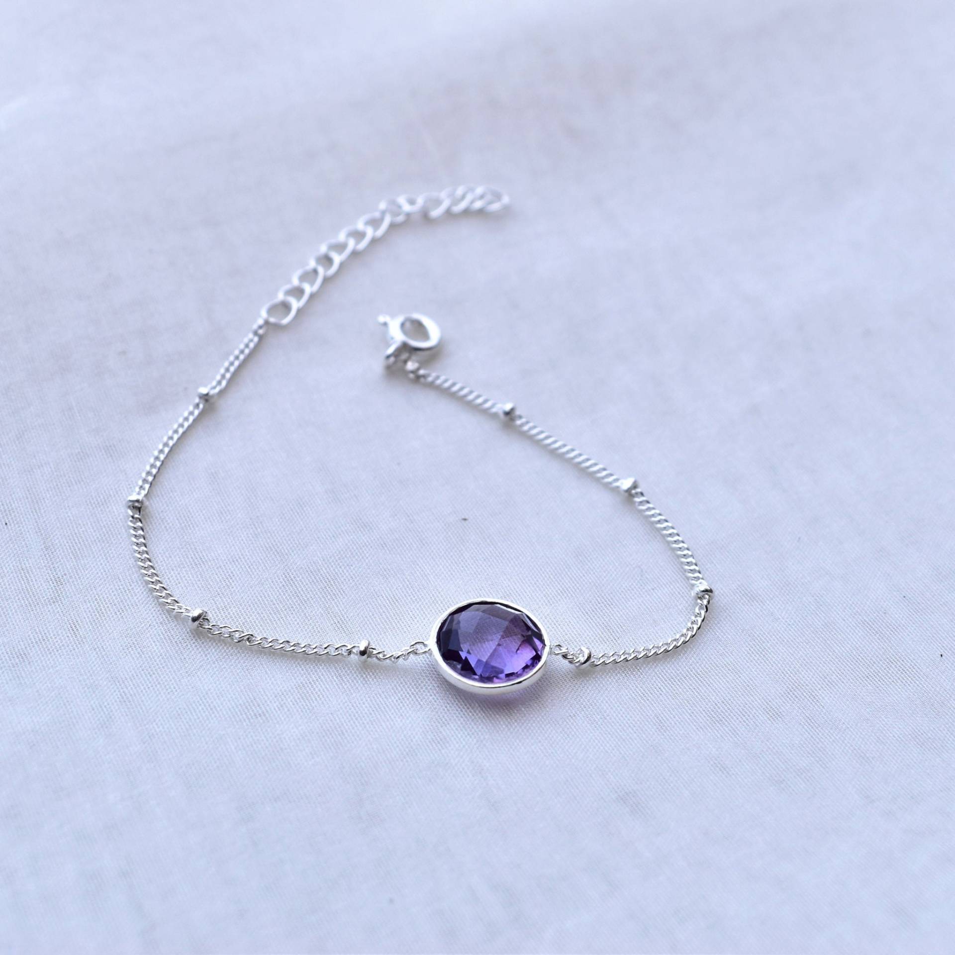 Natürliches Amethyst Armband Sterling Silber Handgemachtes Kette Für Frauen Heilstein Einzigartige Geschenke von KeetaLuxury