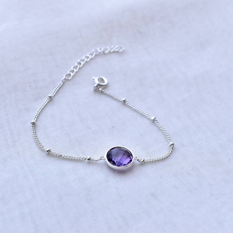 Natürliches Amethyst Armband Sterling Silber Handgemachtes Kette Für Frauen Heilstein Einzigartige Geschenke von KeetaLuxury